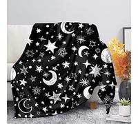 Coloranimal Black Moon And Star Printed Throw Blankets Bohemian Woves Moon Dreamcatcher Comfort Warmth Soft Cozy Fleece Bed Throws Quilts Easy Care Machine Fit for Child,Adults 3XL
