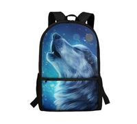 Coloranimal Blue Galaxy Wolf Kids Backpack for Girls Kids School Book Bag for 4th Grade Casual Daypack Bookbags Large Capacity Middle High School Bag Elementary Book Bag