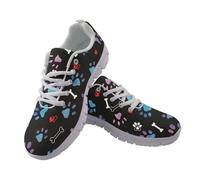 Coloranimal Blue Paw Love Bone Womens Trainers Ladies Slip On Walking Shoes Lace Up Sneakers Workout Sports Tennis Shoes Comfort Athletic Sneakers