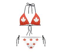 Coloranimal Canada Flag Pattern Women's Bikini Swimwear Summer Beach Bathing Suit Two Piece High Waisted Push Up Tankini Set S