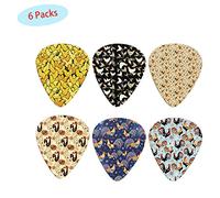 Coloranimal Cartoon Chicken Pattern Guitar Picks Plectrum Electric Acoustic Bass Assorted Unique Different Color Celluloid Guitar Picks Sampler Part Accessories Full Sets of 6PCS