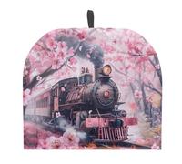 Coloranimal Cherry Blossoms Train Tea Cozy for Teapot Coffee Pot Cozy Cover Breakfast Pot Protector with Top Handle Fashion Printed Coffee Pot Dust Cover Kitchen & Dining
