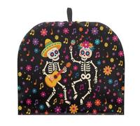Coloranimal Color Flower Skull Music Print Tea Cosy Coffee Pot Protector Teapot Dust Cover for Home Kitchen Portable Teapot Cover Kitchen Decorative Accessories