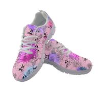 Coloranimal Color Paint Skull Flower Purple Sneakers for Women Casaul Womens Trainers Breathable Walking Running Shoes Cloused Toe Athletic Fitness Trainers