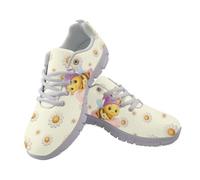 Coloranimal Cute Bee Cartoon Womens Walking Running Shoes Mesh Tennis Shoes Athletic Sneakers with Non Slip Sole Lightweight Trainers Stylish Sneakers for Workout