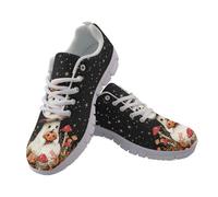 Coloranimal Cute Mushroom Pumpkin Ghost Print Womens Walking Shoes Fitness Trainers with Non Slip Sole Running Sneakers Halloween Design Athletic Sneakers for Party