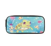 Coloranimal Cute Sea Turtle Pencil Box for Kids Boys Pencil Case Pouch Portable Pen Holder Bag with Zipper Kawaii Portable Pen Organizer Kids School Supplies