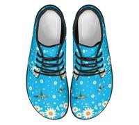 Coloranimal Fashion Daisy Hummingbird Print Womens Barefoot Shoes Walking Shoes Casual Sneakers Wide Toe Box Shoes Lightweight Womens Athletic Travel Shoe Black Sole