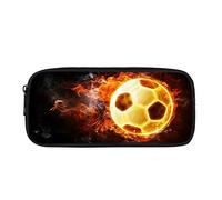Coloranimal Fire Football Pencil Case for Boy Kids Soccer Pen Bag Zipper Closure Stationary Pouch Desk Organizer