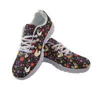 Coloranimal Flower Rooster Black Walking Shoes for Women Ladies Road Running Shoes Non Slip Womens Trainers Workout Mesh Sports Sneakers Outdoor