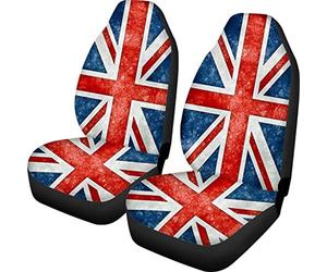Coloranimal Front Car Seat Cover Great Britain British GB UK Print Retro Auto Accessory Pet Cushion Pad Interior Decor Universal Fit 2pc Set Truck and More Automobiles