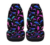 Coloranimal Galaxy Halloween Bat Car Seat Cover Protector 2 Pcs Halloween Bat Auto Seat Covers for Front,Dust-Proof Comfy Seat Cushion Fit All Cars