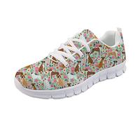 Coloranimal Kawaii Boxer Dog Flower Pattern Tennis Shoes for Ladies Outdoor Walking Flats EU39