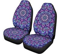 Coloranimal Mandala Flower Car Seat Cover Boho Hippie Design Bucket Seat Protector Only 2 Piece,Bohemian Decor Comfort Cover for Trucks,Vehicle,Cars,Auto Accessories,Purple