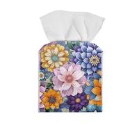 Coloranimal Mandala Flower Tissue Box Holder Leather Tissue Box Cover Square Facial Tissues Boxes Holder Decorative Napkin Covers Dispenser for Home Kitchen Bedroom Bathroom Office Desk