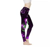Coloranimal Purple Butterfly Leggings for Women Lady,Tummy Control Sport Leggings High Waist Pants for Running -M