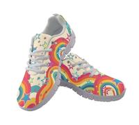 Coloranimal Rainbow Love Star Beige Womens Lightweight Sneakers Walking Shoes Mesh Upper Women Athletic Shoes Jogging Sports Workout Footwear