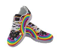Coloranimal Rainbow Love Star Black Running Jogging Shoes Women Lace Up Sneakers Comfortable Lace Up Walking Shoes Athletic Sports Sneakers