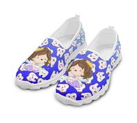 Coloranimal Royal Blue Dentist Nurse Print Womens Loafers Walking Shoes Slip On Tennis Shoes Medical Theme Mesh Sneakers Women Trainers with Non Slip Sole