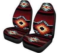 Coloranimal Southwest Tribal Aztec Native Red Car Seat Cover 2 Pcs Non Slip Strength Auto Front Seat Covers Pad Universal Automotive Decor Accessoy