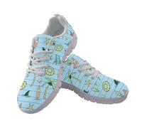 Coloranimal Summer Beach Coconut Tree Print Womens Walking Shoes Sports Trainers Running Jogging Shoes Lace Up Sneakers with Non Slip Sole Workout Footwear