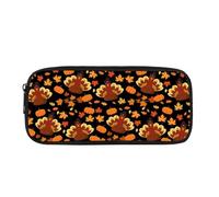 Coloranimal Turkey Maple Leaf Pumpkin Pencil Case for Boys Pen Case Organizer Kids Pencil Bag with Zipper Thanksgiving Theme Pen Pouch Kids Pencil Box