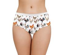 Coloranimal Women's Stretch Bikini Panties Breathable Briefs Cotton Lace Underwear Plus Size S-5XL, Rooster, S