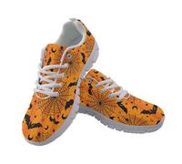 Coloranimal Yellow Halloween Bat Spider Web Print Halloween Shoes Women Tennis Shoes Jogging Sneakers with Non Slip Sole Lightweight Sneakers Indoor Outdoor