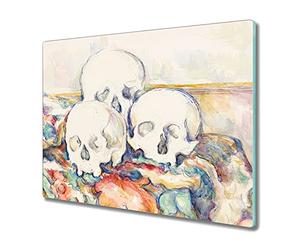 Coloray Chopping Board 23.62 x 20.47 inch - 60x52cm Modern Deco Kitchen Decoration Cutting Board Splashback Tempered Glass Safe Non-Slip - Still Life of Three Skulls