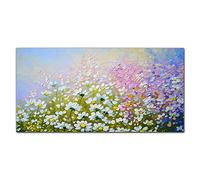 Coloray Splashback 39.37 x 19.68 inch / 100x50cm Cooker Protector Kitchen Glass Art Wall Picture Tempered Glass Kitchen Protection Glass Print - Meadow Flowers