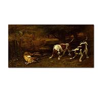Coloray Splashback 39.37 x 19.68 inch / 100x50cm Cooker Protector Kitchen Glass Art Wall Picture Tempered Glass Kitchen Protection Glass Print - Forest Animals Dogs Rabbit