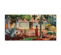 Coloray Splashback 39.37 x 19.68 inch / 100x50cm Glass Art Wall Picture Kitchen Protection Glass Print Cooker Protector Kitchen Tempered Glass - The Village Huts Natives Gauguin