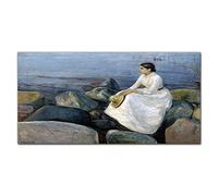 Coloray Splashback 39.37 x 19.68 inch / 100x50cm Kitchen Protection Glass Art Wall Picture Cooker Protector Kitchen Tempered Glass Glass Print - Beach Summer Night Edvard Munch