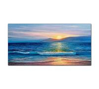 Coloray Splashback 39.37 x 19.68 inch / 100x50cm Kitchen Protection Glass Art Wall Picture Cooker Protector Kitchen Tempered Glass Glass Print - Ocean Sea Waves Coast