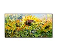 Coloray Splashback 47.24 x 23.62 inch / 120x60cm Cooker Protector Kitchen Glass Art Wall Picture Tempered Glass Kitchen Protection Glass Print - Flowers Sunflower