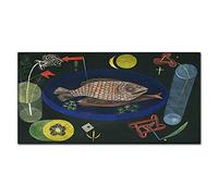 Coloray Splashback 47.24 x 23.62 inch / 120x60cm Glass Art Wall Picture Kitchen Glass Print Tempered Glass Cooker Protector Kitchen Protection - Around The Fish Paul Klee