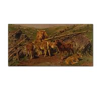 Coloray Splashback 47.24 x 23.62 inch / 120x60cm Glass Art Wall Picture Kitchen Protection Glass Print Cooker Protector Kitchen Tempered Glass - Animals Cow Landscape