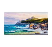 Coloray Splashback 47.24 x 23.62 inch / 120x60cm Glass Art Wall Picture Kitchen Protection Glass Print Cooker Protector Kitchen Tempered Glass - Painting Sea Coast Forest