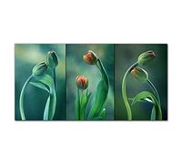 Coloray Splashback 47.24 x 23.62 inch / 120x60cm Glass Art Wall Picture Kitchen Protection Glass Print Cooker Protector Kitchen Tempered Glass - Flowers Plants Tulips