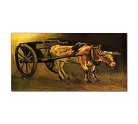 Coloray Splashback 47.24 x 23.62 inch / 120x60cm Glass Print Tempered Glass Kitchen Cooker Protector Glass Art Wall Picture Kitchen Protection - Ox Cart And The Van Gogh