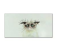 Coloray Splashback 55.12 x 27.56 inch / 140x70cm Cooker Protector Kitchen Glass Art Wall Picture Tempered Glass Kitchen Protection Glass Print - Watercolor Pet Cat