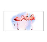 Coloray Splashback 55.12 x 27.56 inch / 140x70cm Cooker Protector Kitchen Glass Art Wall Picture Tempered Glass Kitchen Protection Glass Print - Animals Birds Flamingos