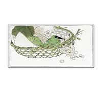 Coloray Splashback 55.12 x 27.56 inch / 140x70cm Cooker Protector Kitchen Glass Art Wall Picture Tempered Glass Kitchen Protection Glass Print - Basket Fruit Grapes Leaves