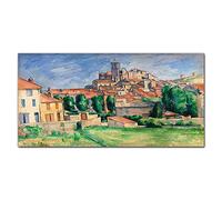 Coloray Splashback 55.12 x 27.56 inch / 140x70cm Cooker Protector Kitchen Glass Art Wall Picture Tempered Glass Kitchen Protection Glass Print - Gardanne, Paul Cézanne