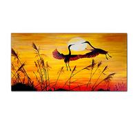 Coloray Splashback 55.12 x 27.56 inch / 140x70cm Glass Art Wall Picture Kitchen Protection Glass Print Cooker Protector Kitchen Tempered Glass - Animals Birds Sunset