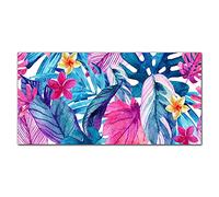 Coloray Splashback 55.12 x 27.56 inch / 140x70cm Glass Art Wall Picture Kitchen Protection Glass Print Cooker Protector Kitchen Tempered Glass - Monstera Leaf