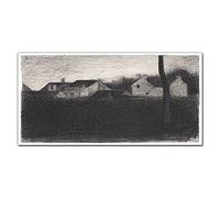 Coloray Splashback 55.12 x 27.56 inch / 140x70cm Glass Print Tempered Glass Kitchen Cooker Protector Glass Art Wall Picture Kitchen Protection - Georges Seurat Landscape Houses