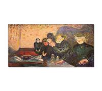 Coloray Splashback 55.12 x 27.56 inch / 140x70cm Glass Print Tempered Glass Kitchen Cooker Protector Glass Art Wall Picture Kitchen Protection - Death Struggle Edvard Munch