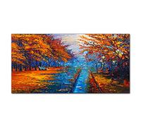 Coloray Splashback 55.12 x 27.56 inch / 140x70cm Glass Print Tempered Glass Kitchen Cooker Protector Glass Art Wall Picture Kitchen Protection - Park Autumn Leaves