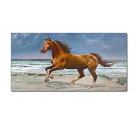 Coloray Splashback 55.12 x 27.56 inch / 140x70cm Glass Print Tempered Glass Kitchen Cooker Protector Glass Art Wall Picture Kitchen Protection - Beach Coast Waves Of The Sea Horse